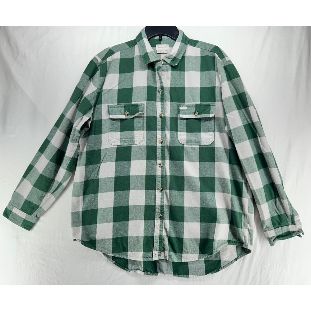 Brixton Green White Buffalo Check Flannel Button Down Shirt XL